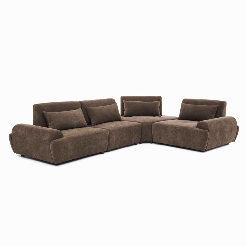 wohnli-moebel-suche-M26040830 Wohnli Möbelsuche - Modulares 4-Sitzer-Ecksofa mit verstellbarer 340 cm schokoladenbraun