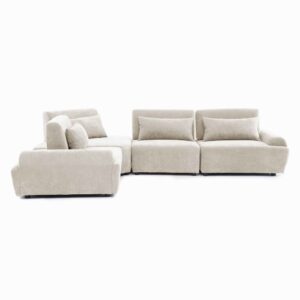 Modulares 4-Sitzer-Ecksofa mit verstellbarer Rückenlehne 340 cm ecru 340x82x231cm PES - Polyester Weiß Oviala Sofas und Sessel Sofas Ecksofas
