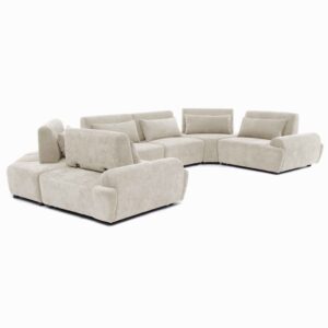 wohnli-moebel-suche-M26040836-1 Modulares 6-Sitzer-Ecksofa mit verstellbarer Rückenlehne 462 cm ecru 462x82x231cm PES - Polyester Weiß Oviala Sofas und Sessel Sofas Ecksofas