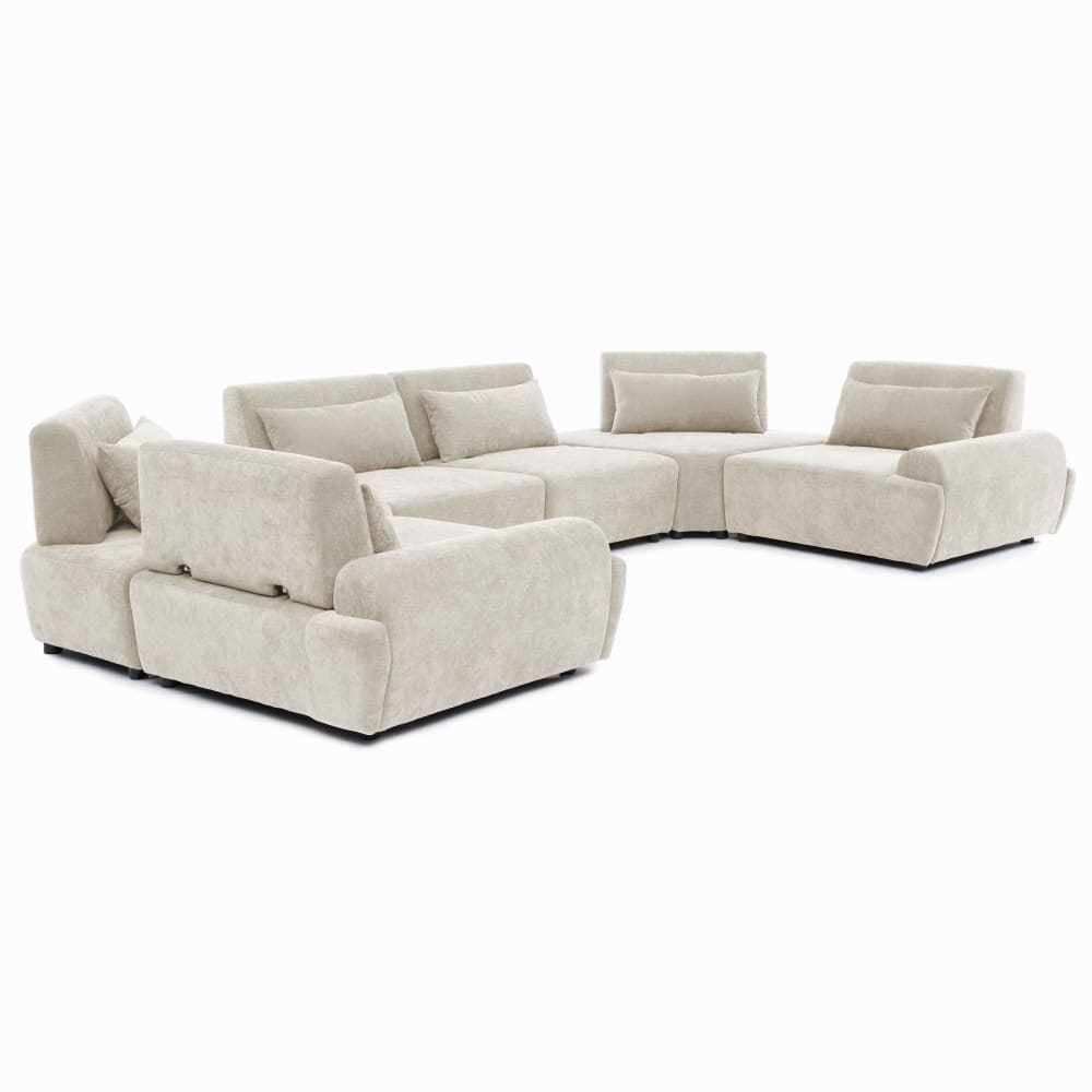 Wohnli Möbelsuche - Modulares 6-Sitzer-Ecksofa mit verstellbarer Rückenlehne 462 cm ecru