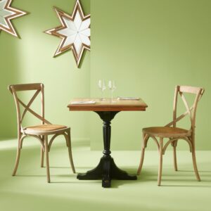 Set aus 2 Stühlen aus Massivholz und Wiener Geflecht L61 cm - BISTROT 89x51x61cm Holz Beige Signature Möbel Esszimmermöbel Stühle