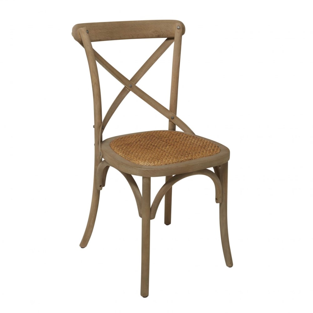 Wohnli Möbelsuche - Set aus 6 Stühlen aus massiver Eiche und Geflecht - L61 cm