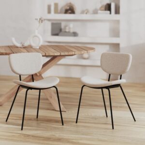 wohnli-moebel-suche-M26040887-1 Set von 2 Stoffstühlen in Beige mit schwarzen Metallbeinen 52x77x54cm Stoff Beige Maison Pavane Möbel Esszimmermöbel Stühle