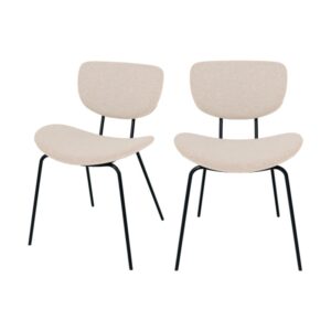 wohnli-moebel-suche-M26040887 Wohnli Möbelsuche - Set von 2 Stoffstühlen in Beige mit schwarzen Metallbeinen