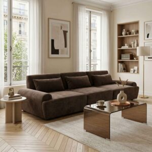 wohnli-moebel-suche-M26040905-1 3-Sitzer Modulsofa mit verstellbarer Rückenlehne 303 cm Schokolade 303x82x109cm PES - Polyester Braun Oviala Sofas und Sessel Sofas 2-Sitzer-Sofas & 3-Sitzer-Sofas