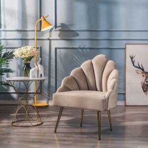 wohnli-moebel-suche-M26040944-1 Polstersessel aus Metall und Samt Beige 60x89x63cm Samt Beige Nordlys Sofas und Sessel Sessel, Poufs und Fußbänke Sessel