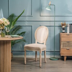 wohnli-moebel-suche-M26040973-1 Esszimmerstühle (2er Set) aus Massivholz und Stoff Beige 58x95x50cm Holz Beige Nordlys Möbel Esszimmermöbel Stühle