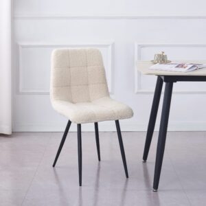 wohnli-moebel-suche-M26040977-1 Polsterstühle (2er Set) aus Metall und Wolle Weiß 55x85x45cm Stoff Weiß Nordlys Möbel Esszimmermöbel Stühle