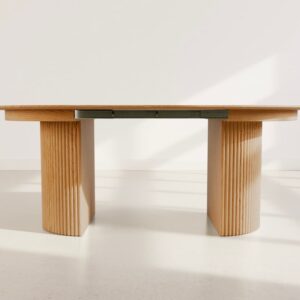 wohnli-moebel-suche-M26041391-1 Freya - table à manger ronde extensible avec rangements - effet bois - 200x75x120cm Holz Braun Best Mobilier Möbel Esszimmermöbel Esstische