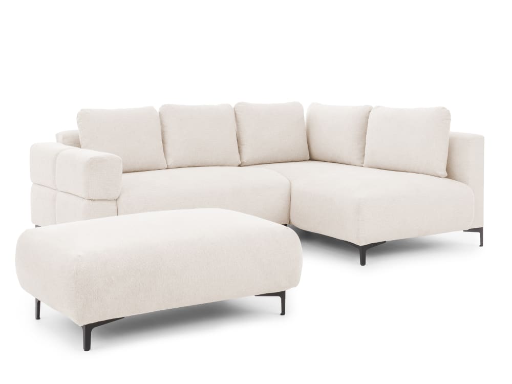 wohnli-moebel-suche-M26041435 Wohnli Möbelsuche - Ecksofa und Hocker mit Schlaffunktion in Bubble-Optik aus Strukturstof