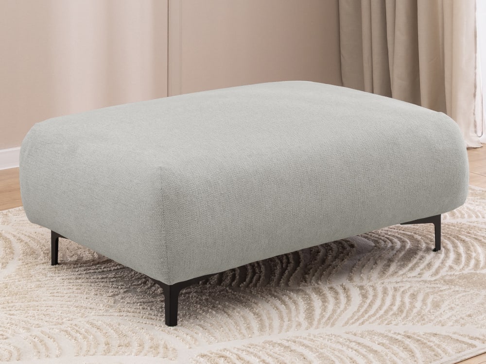 Moderner Hocker in Bubble-Optik aus weichem Hellgrau Strukturstoff 65x46x110cm Holz Grau S-Style Sofas und Sessel Sessel, Poufs und Fußbänke Fußbänke