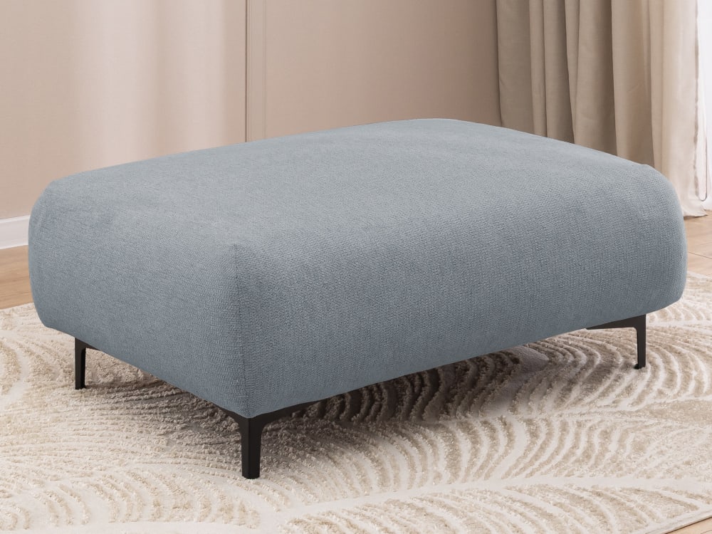 Moderner Hocker in Bubble-Optik aus weichem Grau Strukturstoff 65x46x110cm Holz Grau S-Style Sofas und Sessel Sessel, Poufs und Fußbänke Fußbänke