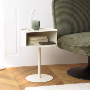 Runder Beistelltisch Stahl D35cm 35x49x35cm Stahl Beige MACABANE Möbel Wohnzimmermöbel Beistelltische