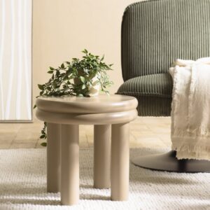 Runder Beistelltisch  D40 cm 40x39x40cm Spanplatte Braun MACABANE Möbel Wohnzimmermöbel Beistelltische