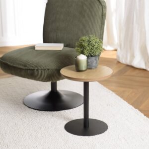 wohnli-moebel-suche-M26041640-1 Runder Beistelltisch D35 cm 35x40x35cm Spanplatte Braun MACABANE Möbel Wohnzimmermöbel Beistelltische