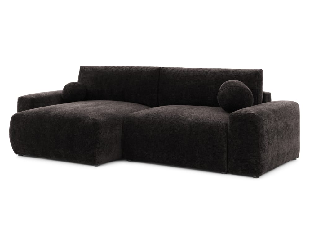 Wohnli Möbelsuche - Weiches Ecksofa mit Schlaffunktion aus Stoff mit Chenillestruktur