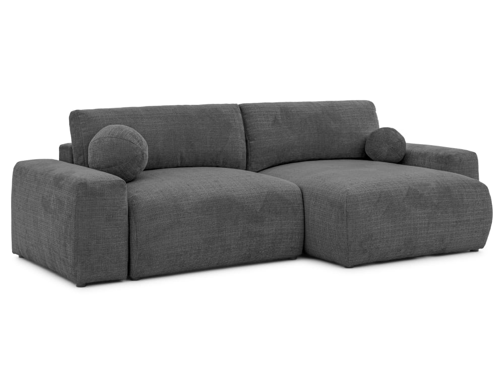 Wohnli Möbelsuche - Weiches & puffiges Ecksofa mit Schlaffunktion aus Grau Chenille