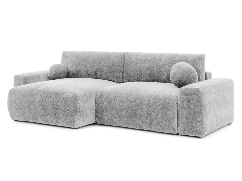 Wohnli Möbelsuche - Weiches Ecksofa mit Schlaffunktion aus Stoff mit Chenillestruktur