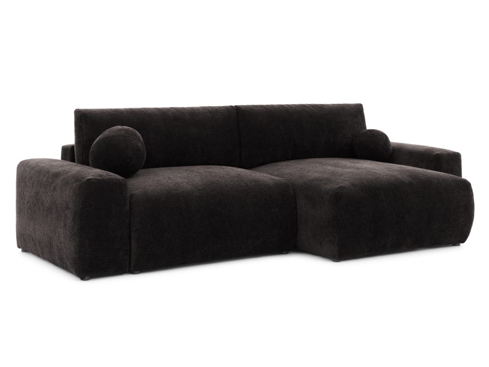 Wohnli Möbelsuche - Weiches Ecksofa mit Schlaffunktion aus Stoff mit Chenillestruktur