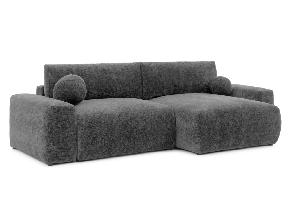 Wohnli Möbelsuche - Weiches Ecksofa mit Schlaffunktion aus Stoff mit Chenillestruktur