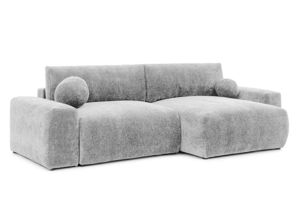 Wohnli Möbelsuche - Weiches Ecksofa mit Schlaffunktion aus Stoff mit Chenillestruktur