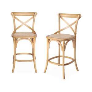 wohnli-moebel-suche-M26042851 Wohnli Möbelsuche - 2er-Set Vintage Bistro-Barhocker Naturholz