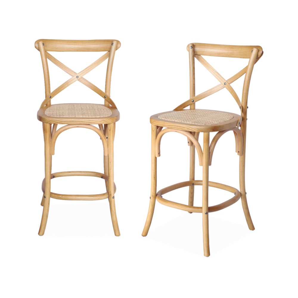 Wohnli Möbelsuche - 2er-Set Vintage Bistro-Barhocker Naturholz