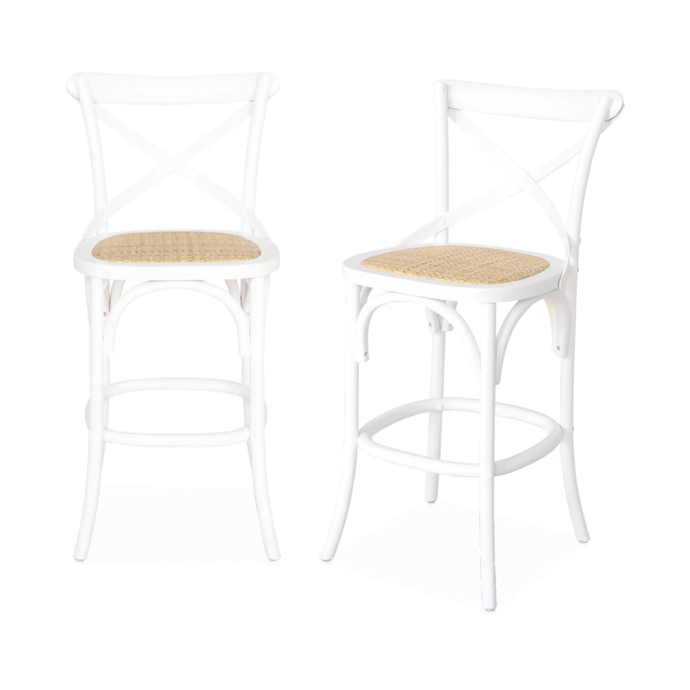 wohnli-moebel-suche-M26042869 Wohnli Möbelsuche - 2er-Set Bistro Vintage Barhocker Holz weiß