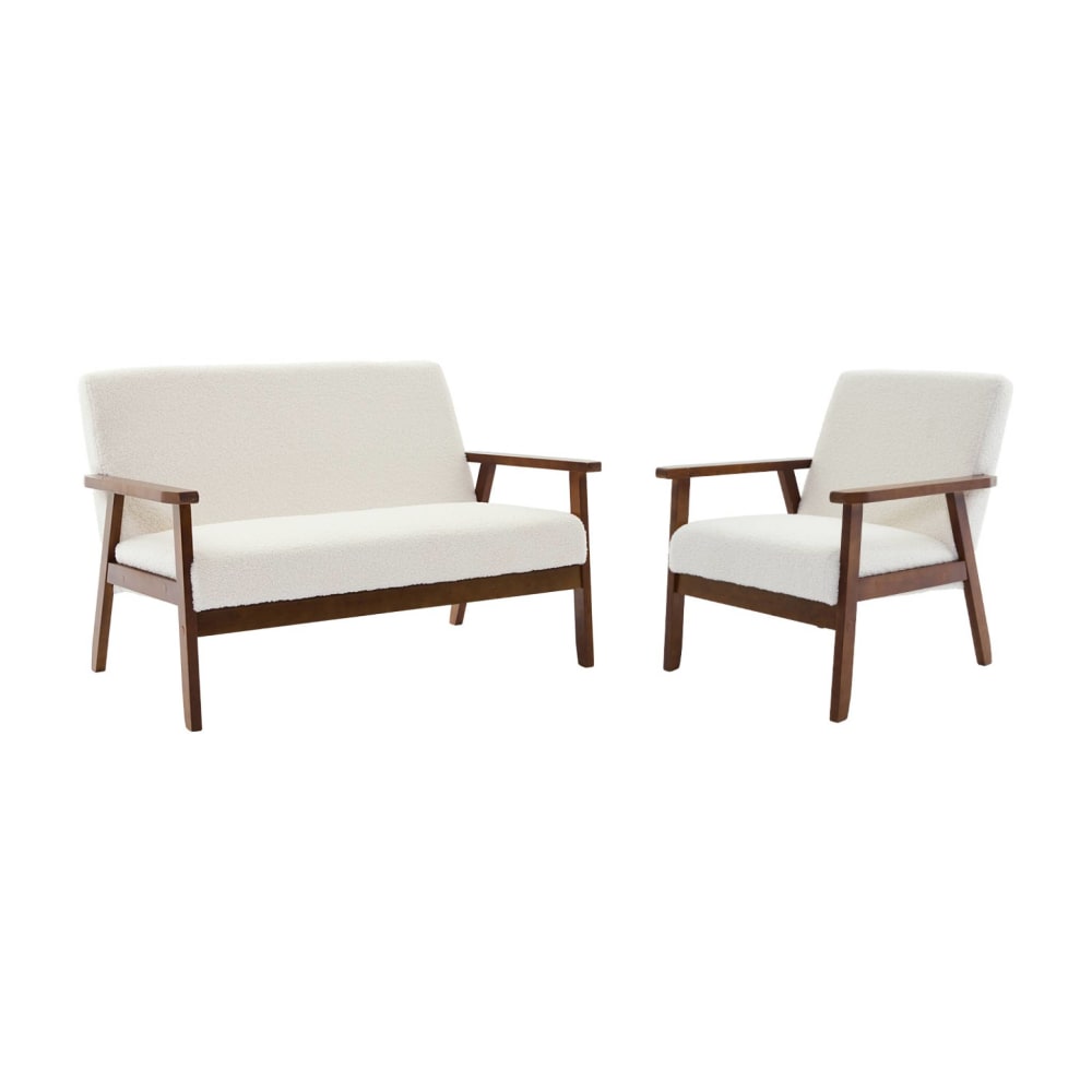 wohnli-moebel-suche-M26042892 Wohnli Möbelsuche - 2-Sitzer-Banksofa und Sessel mit Bouclé-Bezug creme