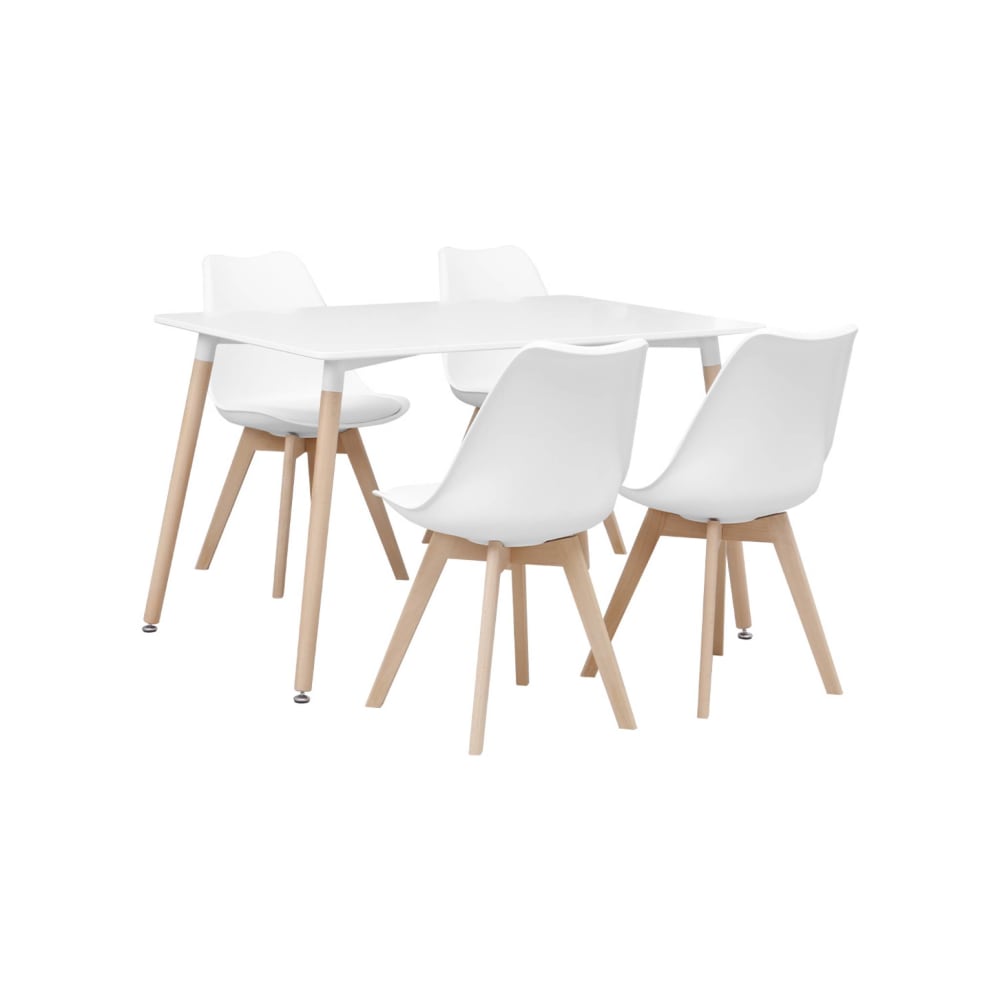 wohnli-moebel-suche-M26042900 Wohnli Möbelsuche - Rechteckiger Esstisch aus Holz 120 cm weiß 4 Stühle