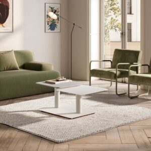 wohnli-moebel-suche-M26043153-1 Couchtisch mit Glasplatten L 114 cm - Travertindekor 115x43x54cm Glas Beige Calicosy Möbel Wohnzimmermöbel Couchtische