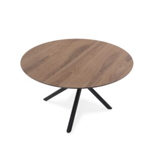 wohnli-moebel-suche-M26043163 Wohnli Möbelsuche - Esstisch mit Metallbeinen Ø 120 cm - Holzdekor dunkel