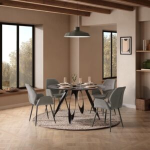 Stoffsessel 2er-Set mit Metallfüßen H86 cm - Grau 58x48x57cm Stoff Grau Calicosy Möbel Esszimmermöbel Stühle
