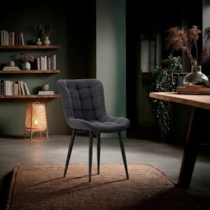 wohnli-moebel-suche-M26043189-1 Stühle 4er-Set aus Stoff mit Metallfüßen H 85 cm - Anthrazitgrau 48x50x62cm Stoff Grau Calicosy Möbel Esszimmermöbel Stühle