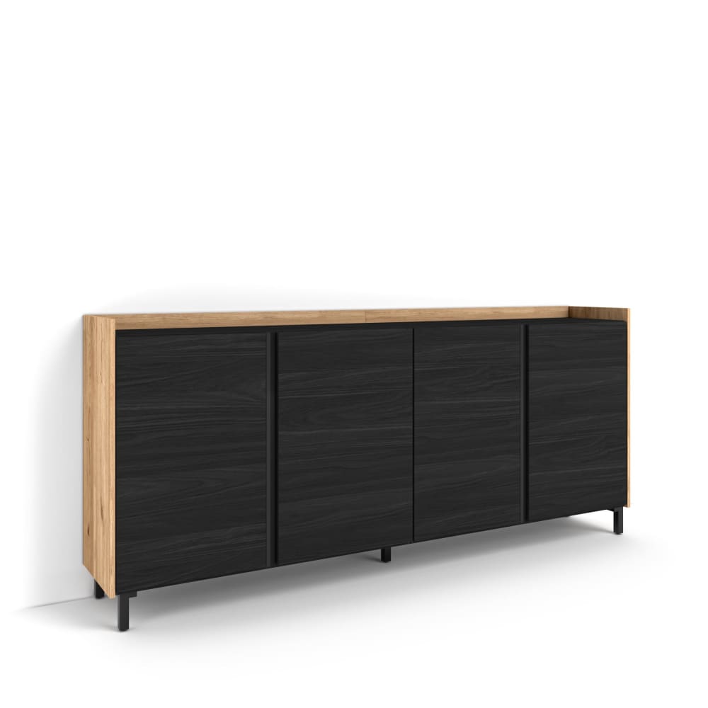 wohnli-moebel-suche-M26043254 Wohnli Möbelsuche - Sideboard Holzeffekt schwarz und eiche 207x35x91cm mit Beinen