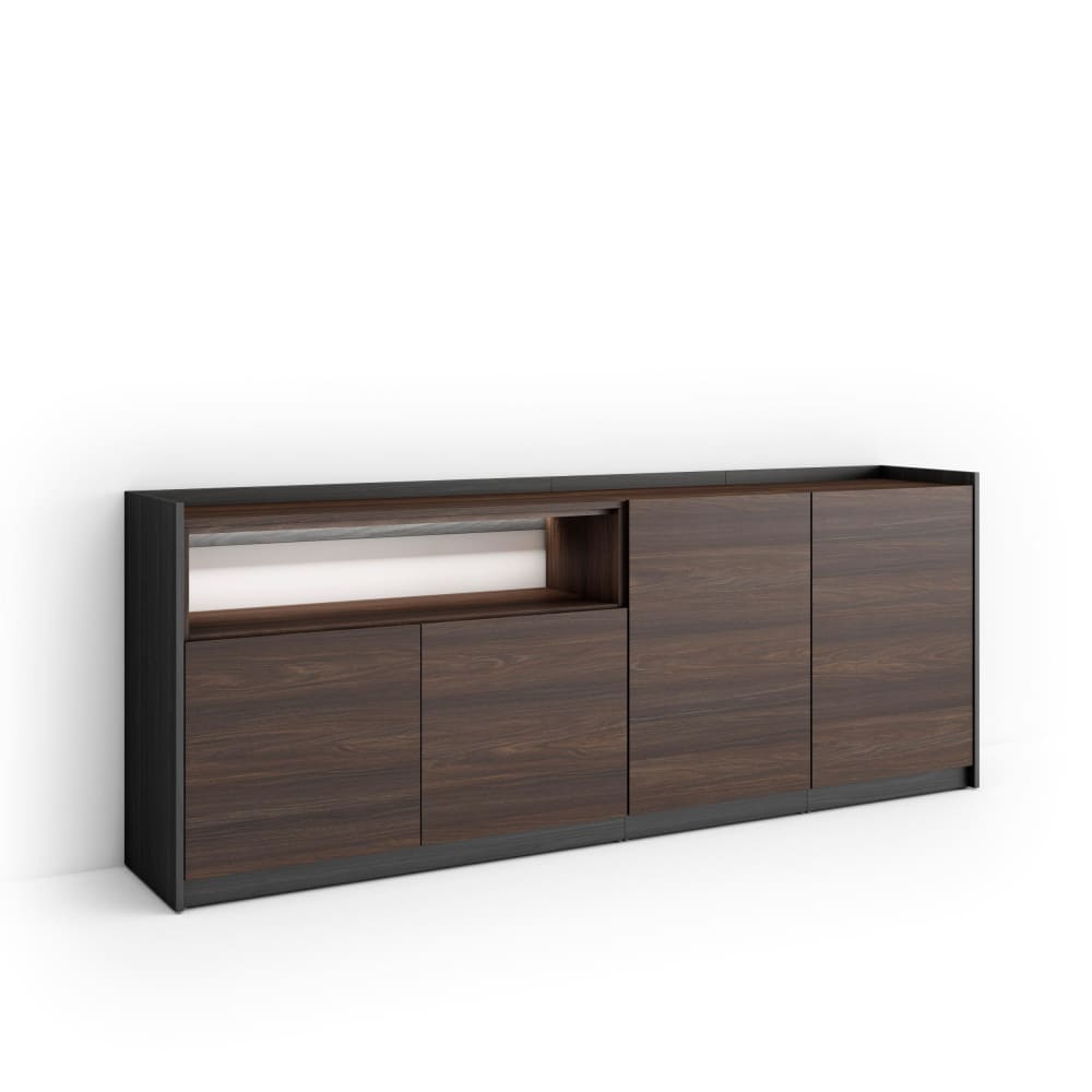 wohnli-moebel-suche-M26043255 Wohnli Möbelsuche - Sideboard Holzeffekt dunkler eiche und schwarz 207x37x80cm mit Led