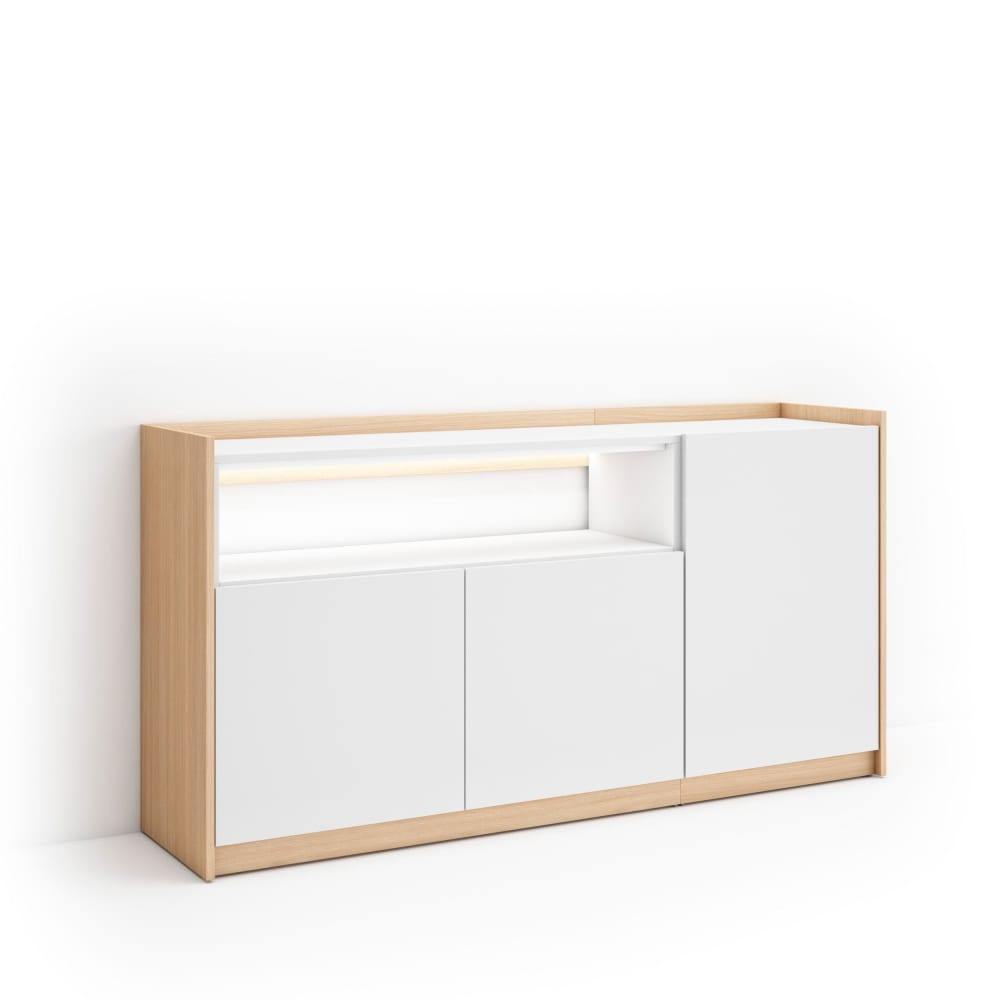 wohnli-moebel-suche-M26043260 Wohnli Möbelsuche - Sideboard Holzeffekt weiß und eiche 156x37x80cm mit Led