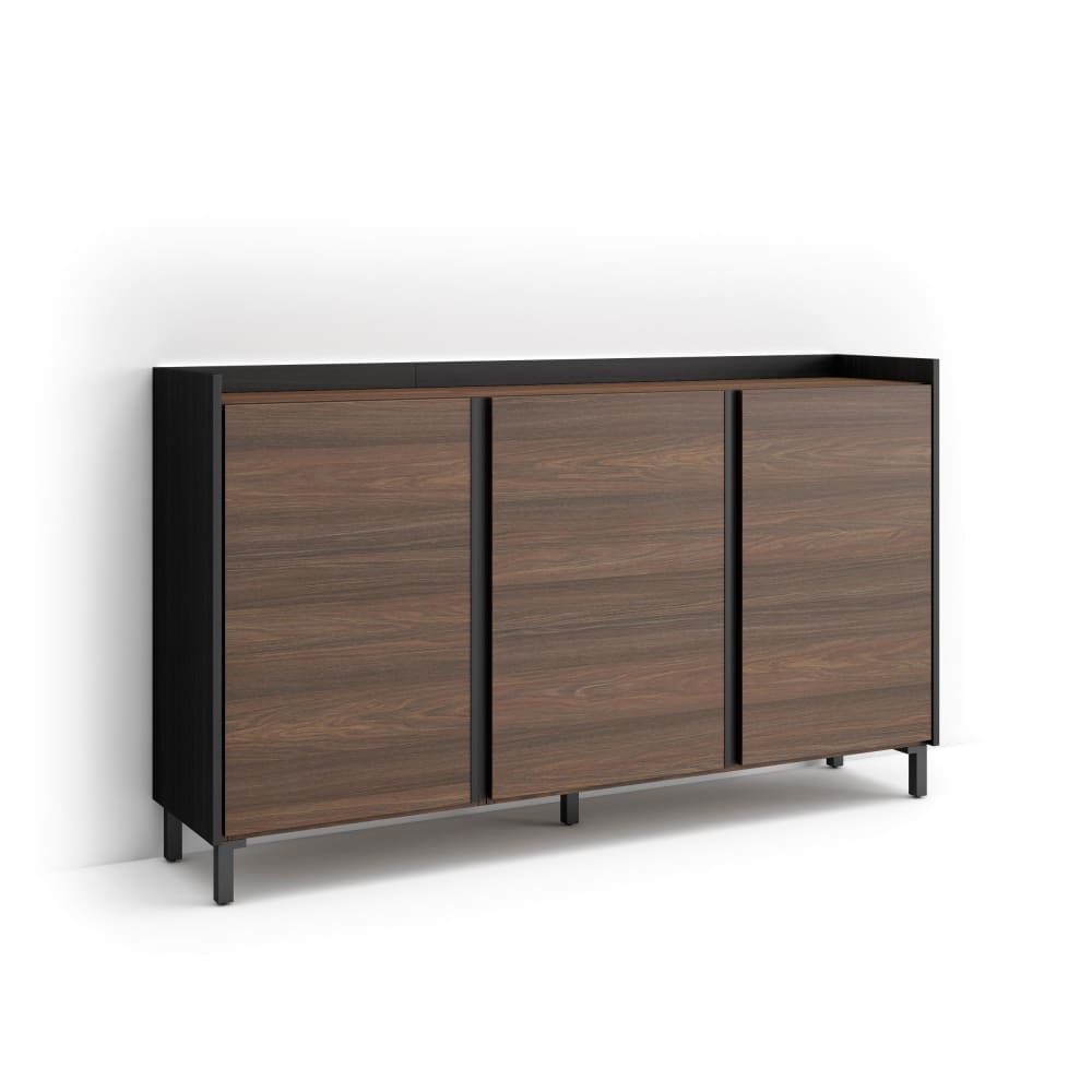 wohnli-moebel-suche-M26043261 Wohnli Möbelsuche - Sideboard Holzeffekt dunkler eiche und schwarz 156x35x91cm mit Beinen