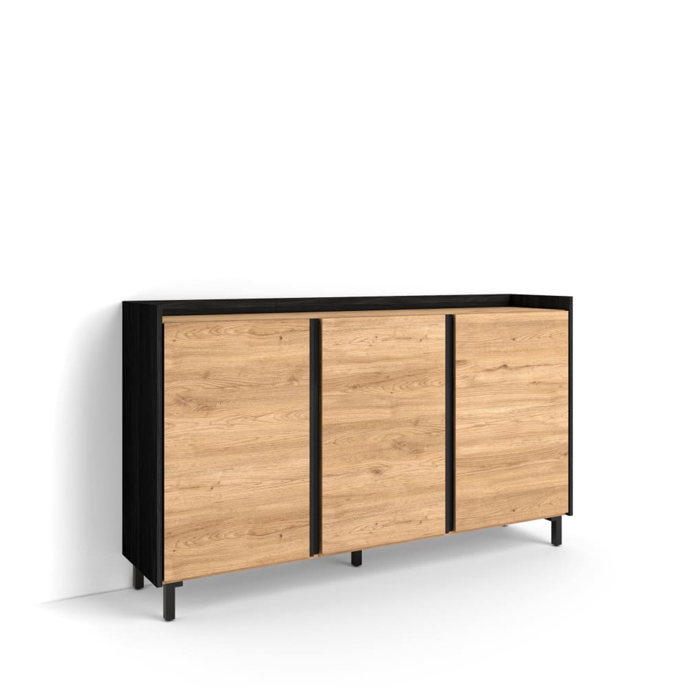 wohnli-moebel-suche-M26043263 Wohnli Möbelsuche - Sideboard Holzeffekt eiche und schwarz 156x35x91cm mit Beinen