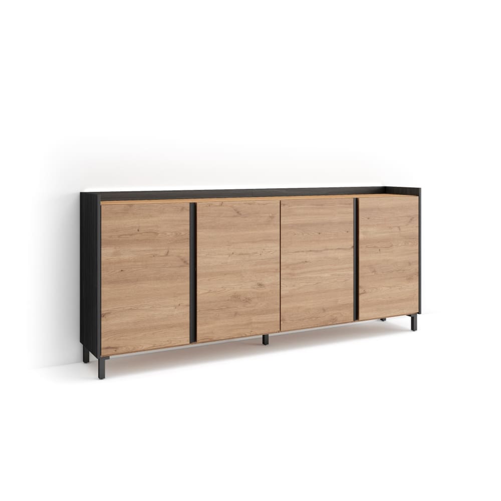 wohnli-moebel-suche-M26043266 Wohnli Möbelsuche - Sideboard Holzeffekt eiche und schwarz 207x35x91cm mit Beinen