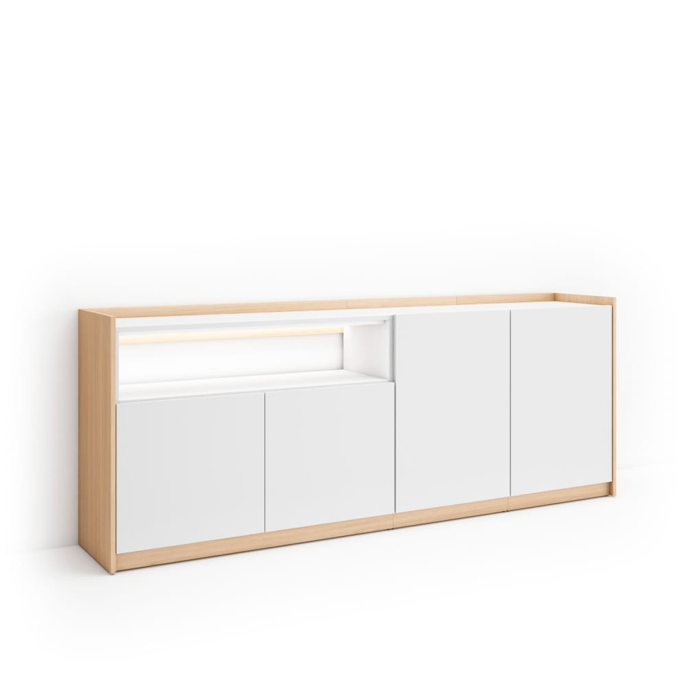wohnli-moebel-suche-M26043267 Wohnli Möbelsuche - Sideboard Holzeffekt weiß und eiche 207x37x80cm mit Led