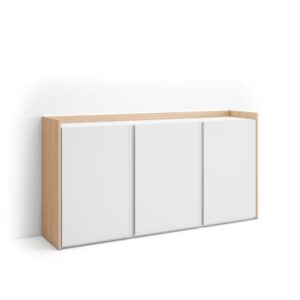 Wohnli Möbelsuche - Sideboard Holzeffekt weiß und eiche 156x35x80cm mit Led