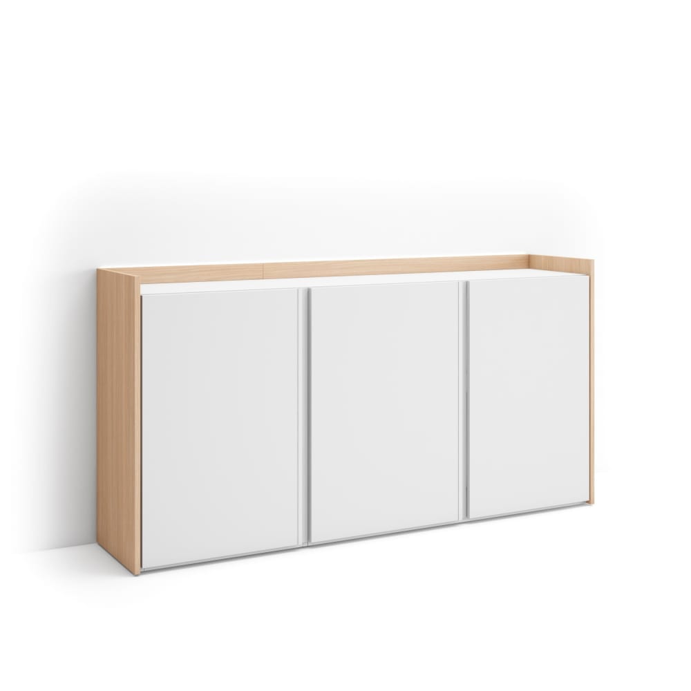 wohnli-moebel-suche-M26043270 Wohnli Möbelsuche - Sideboard Holzeffekt weiß und eiche 156x35x80cm mit Led