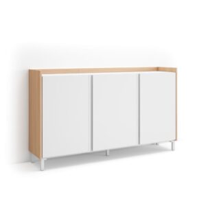 Wohnli Möbelsuche - Sideboard Holzeffekt weiß und eiche 156x35x91cm mit Beinen