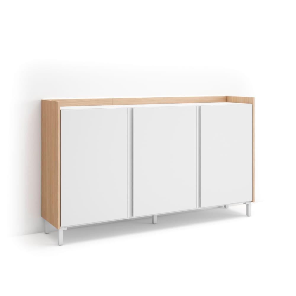 wohnli-moebel-suche-M26043271 Wohnli Möbelsuche - Sideboard Holzeffekt weiß und eiche 156x35x91cm mit Beinen