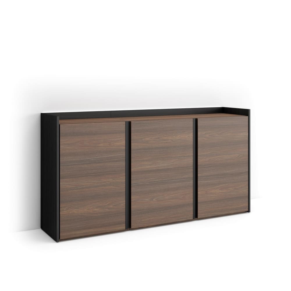 wohnli-moebel-suche-M26043279 Wohnli Möbelsuche - Sideboard Holzeffekt dunkler eiche und schwarz 156x35x80cm mit Led