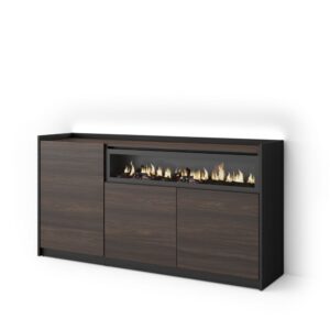 wohnli-moebel-suche-M26043280 Wohnli Möbelsuche - Sideboard Holzeffekt eiche schwarz 156x37x80cm Kamin mit Feuereffekt