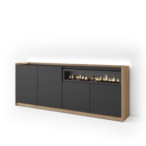 wohnli-moebel-suche-M26043282 Wohnli Möbelsuche - Sideboard Holzeffekt schwarz eiche 207x37x80cm Kamin mit Feuereffekt