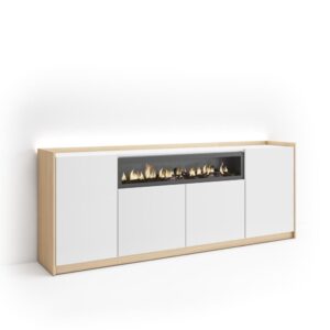 wohnli-moebel-suche-M26043283 Wohnli Möbelsuche - Sideboard Holzeffekt weiß und eiche 207x37x80cm Kamin mit Feuereffekt