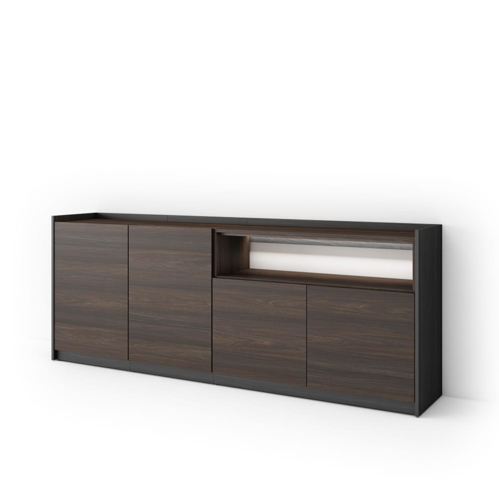wohnli-moebel-suche-M26043286 Wohnli Möbelsuche - Sideboard Holzeffekt dunkler eiche und schwarz 207x37x80cm mit Led